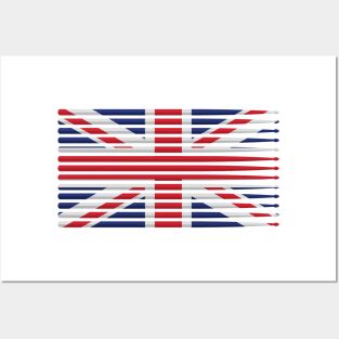 United Kingdom drummer drum stick flag Posters and Art